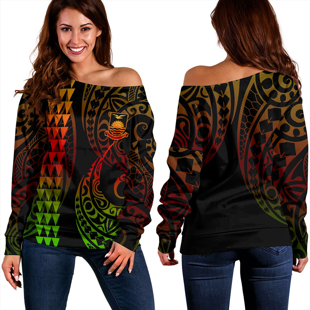 Kiribati Off Shoulder Sweatshirt Kakau Style