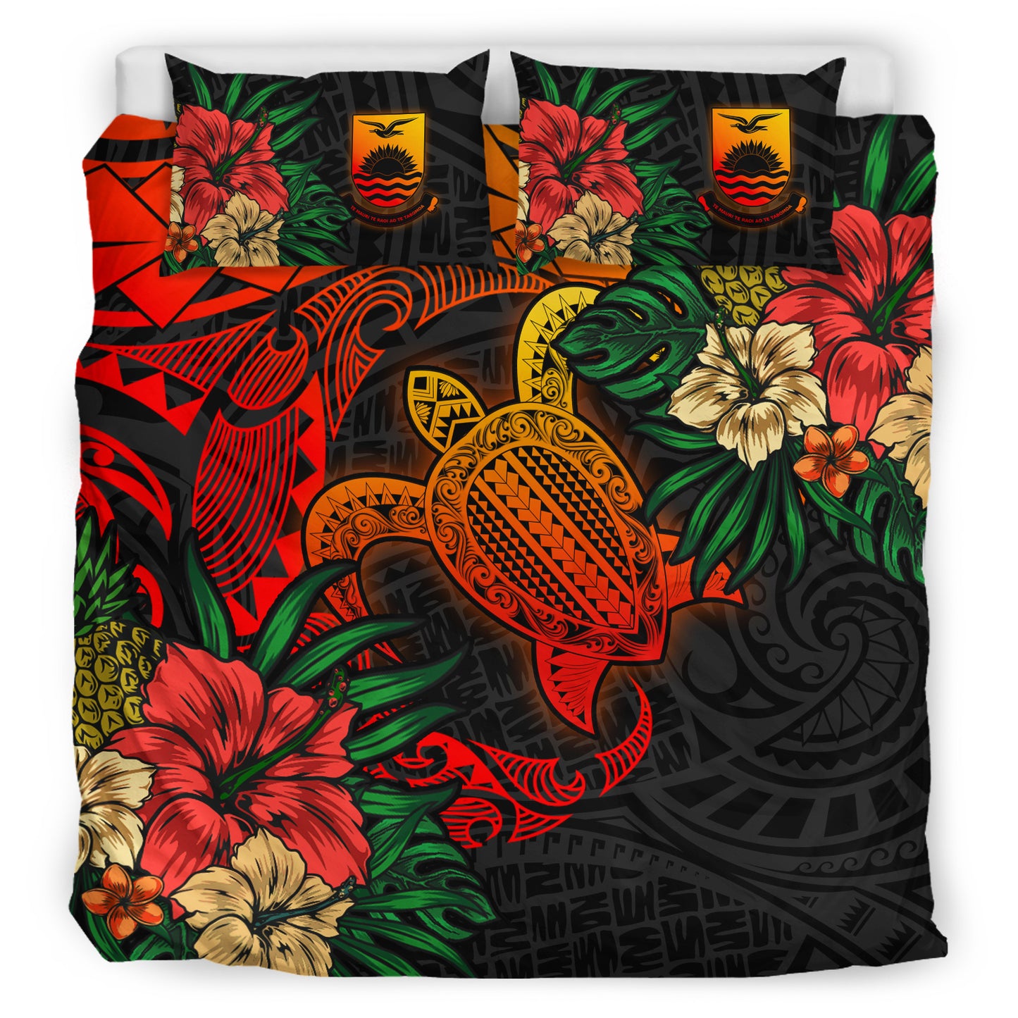 Kiribati Bedding Set - Kiribati Polynesian Turtle Tropical Bedding Set