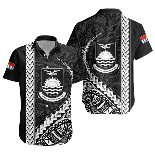 Kiribati Short Sleeve Shirt Tribal Micronesian Coat Of Arms