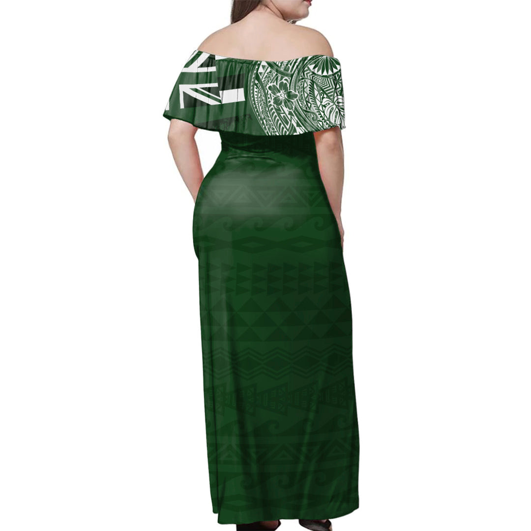 Hawaii Woman Off Shoulder Long Dress Konawaena High School With Crest Style