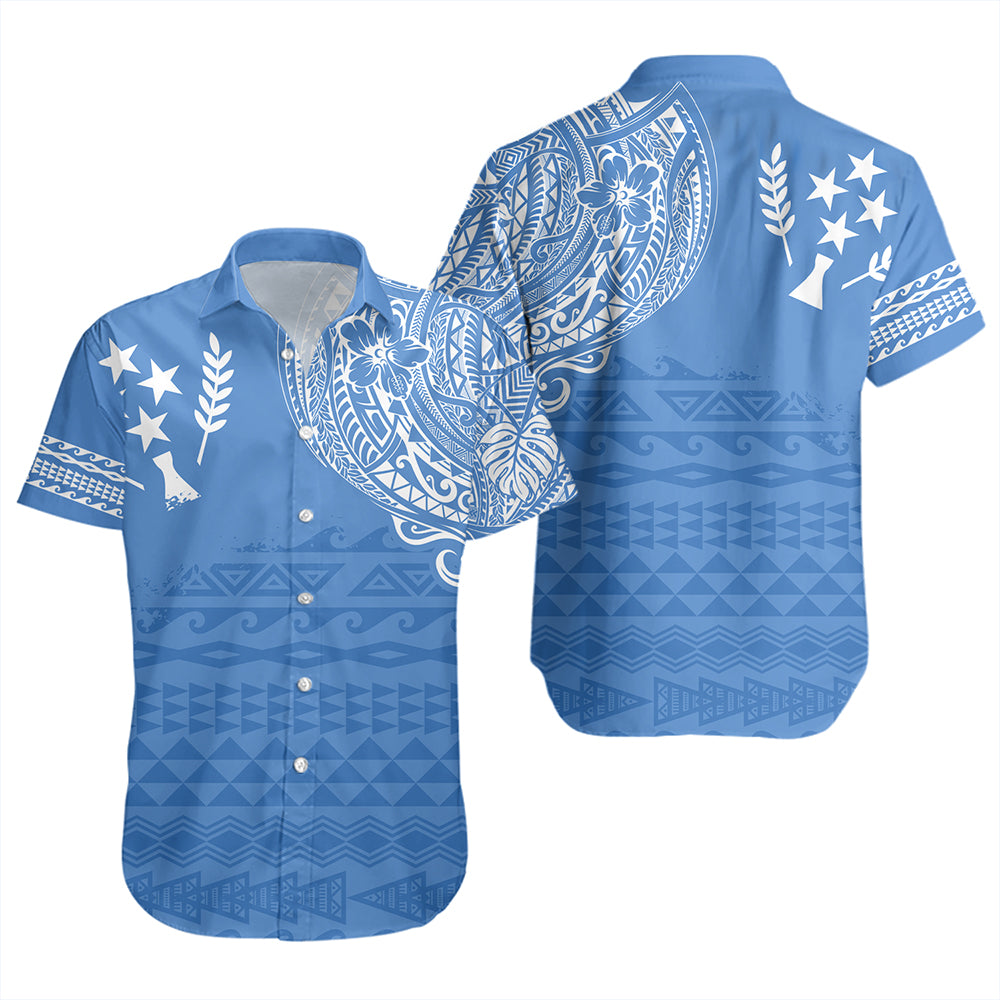 Kosrae Short Sleeve Shirt Polynesian Flag With Coat Of Arms