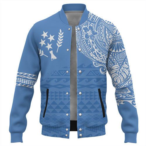 Kosrae Baseball Jacket Polynesian Flag With Coat Of Arms