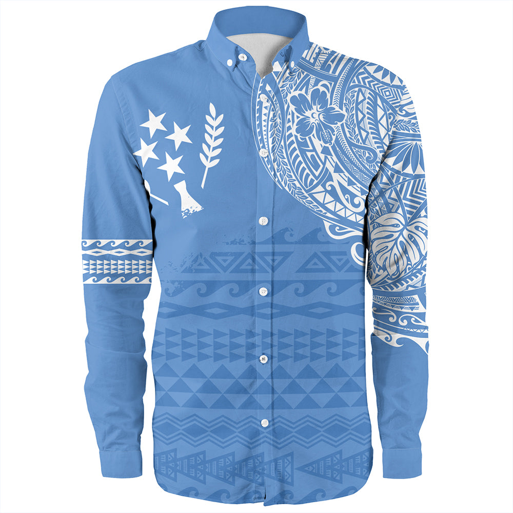 Kosrae Long Sleeve Shirt Polynesian Flag With Coat Of Arms