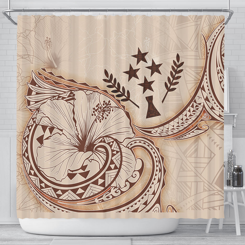 Kosrae Shower Curtain Hibiscus Flower Vintage Style