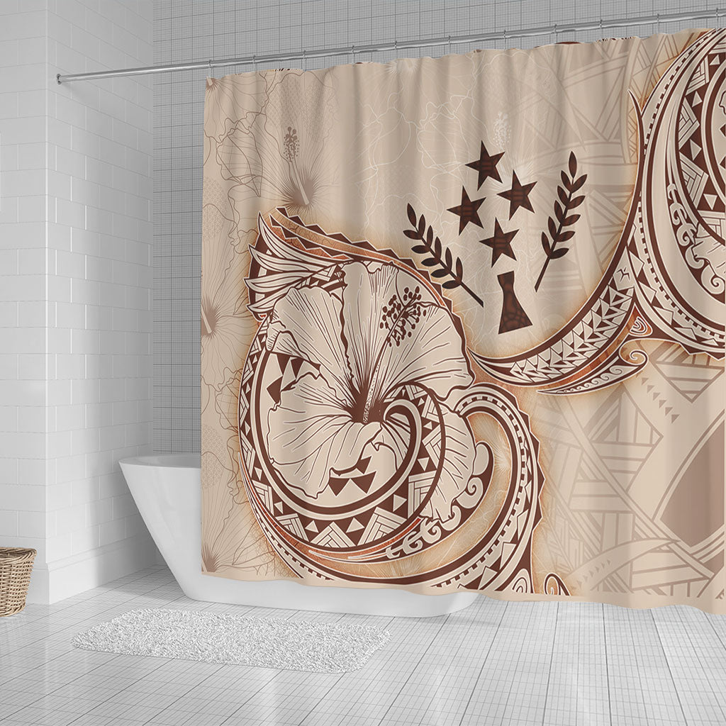 Kosrae Shower Curtain Hibiscus Flower Vintage Style