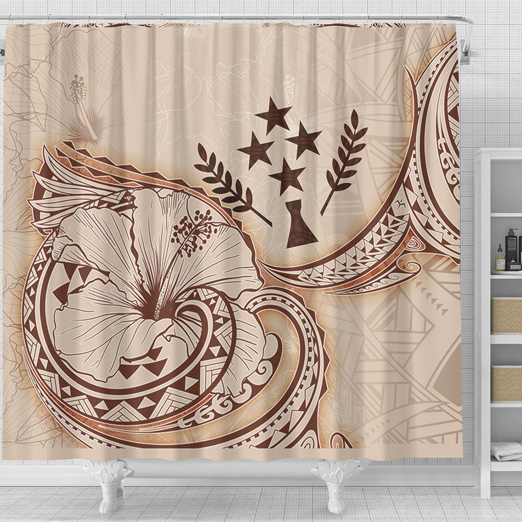 Kosrae Shower Curtain Hibiscus Flower Vintage Style