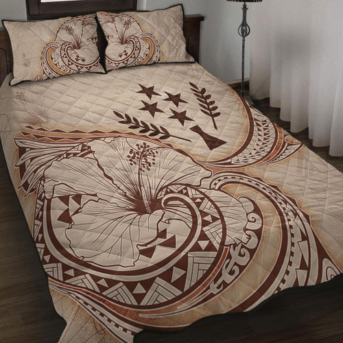 Kosrae Quilt Bed Set Hibiscus Flower Vintage Style