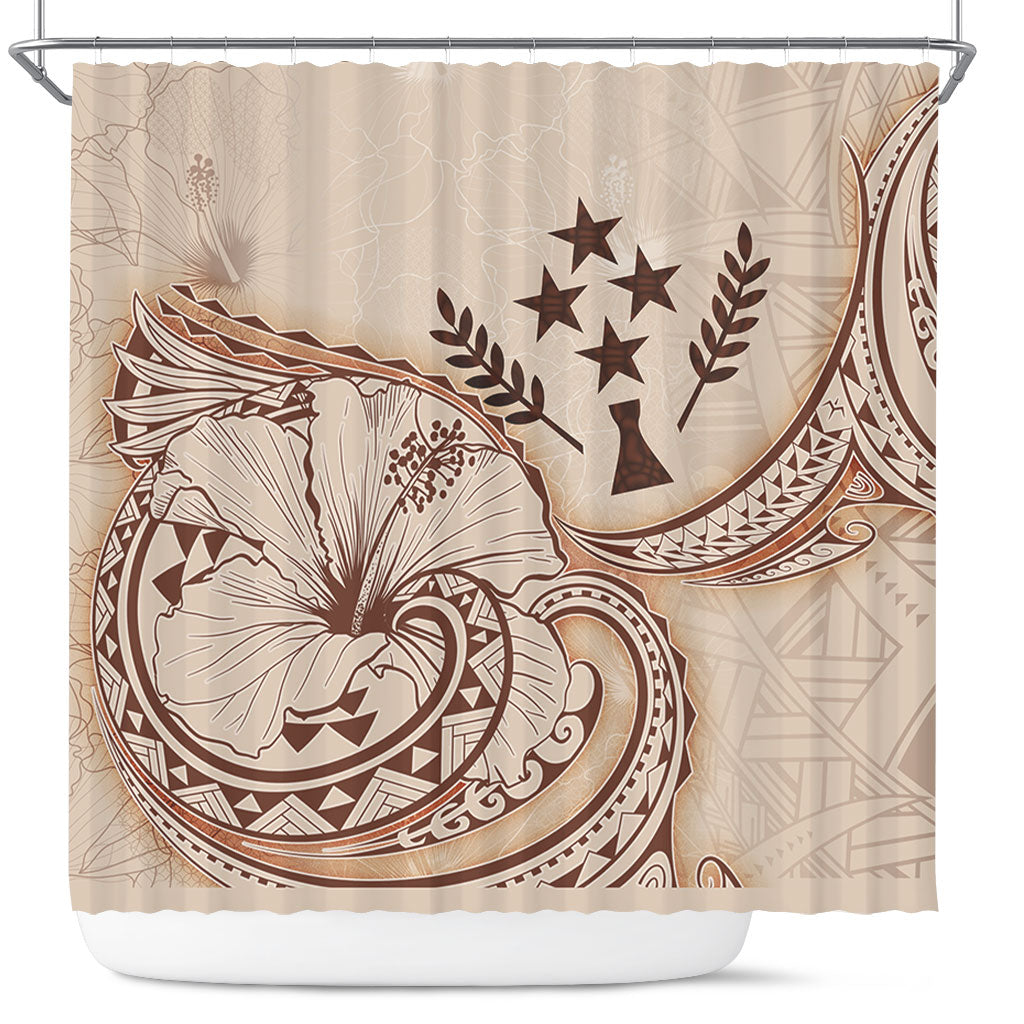 Kosrae Shower Curtain Hibiscus Flower Vintage Style