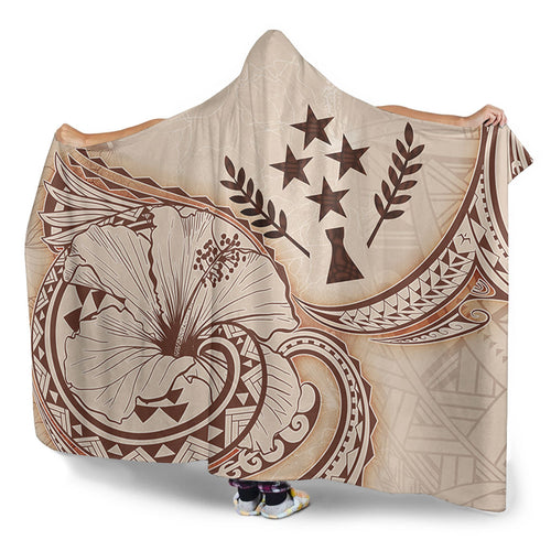 Kosrae Hooded Blanket Hibiscus Flower Vintage Style