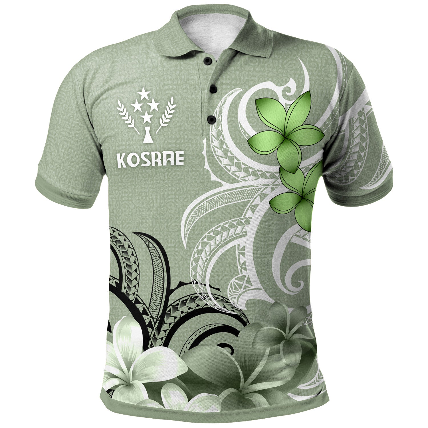 Kosrae Polo Shirt Custom Personalised Floral Spirit Sage Green