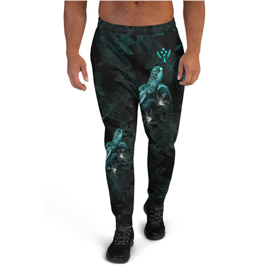 Kosrae Jogger - Kosrae Coat Of Arms With Turtle Blooming Hibiscus Turquoise