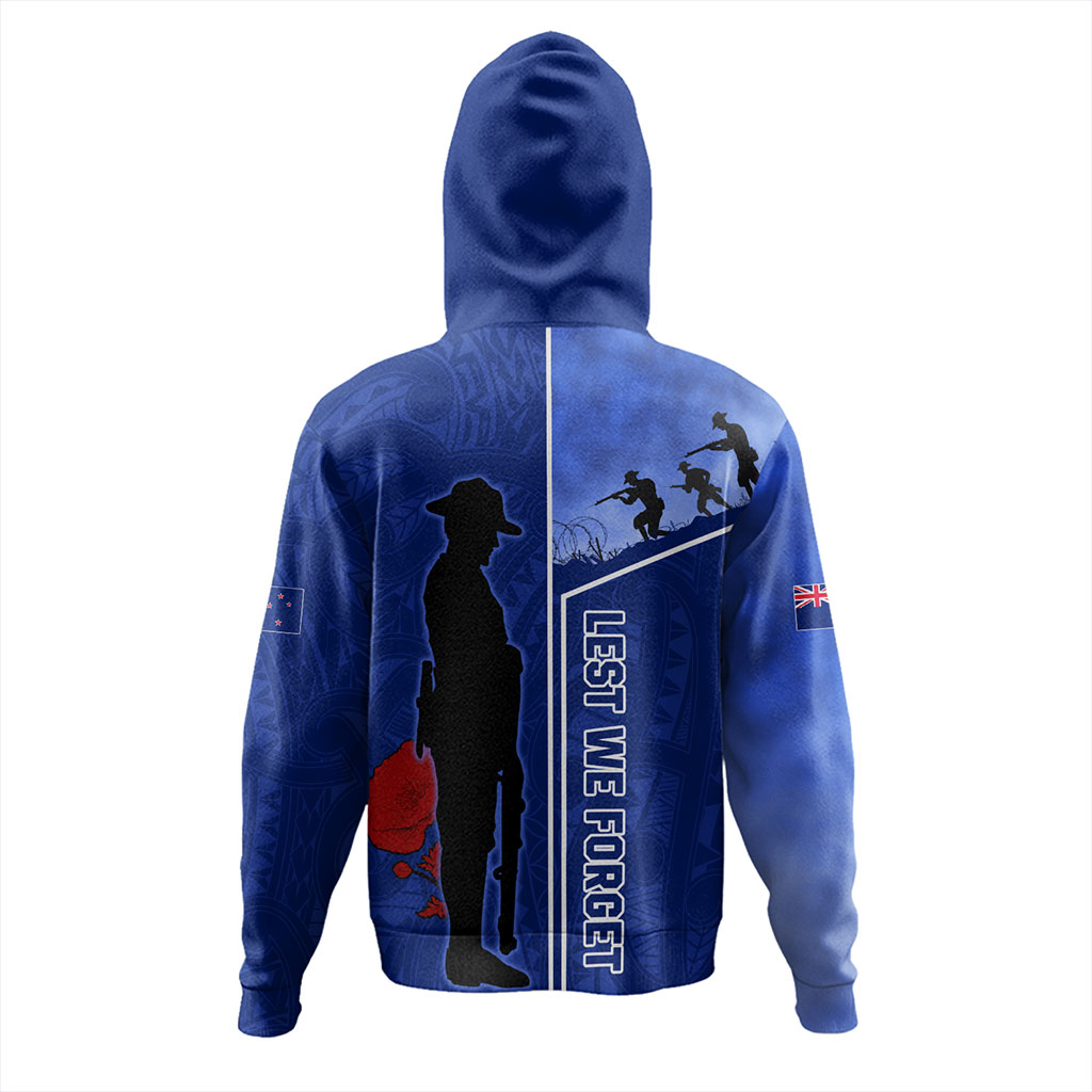 New Zealand Hoodie Anzac Day Lest We Forget Poppy