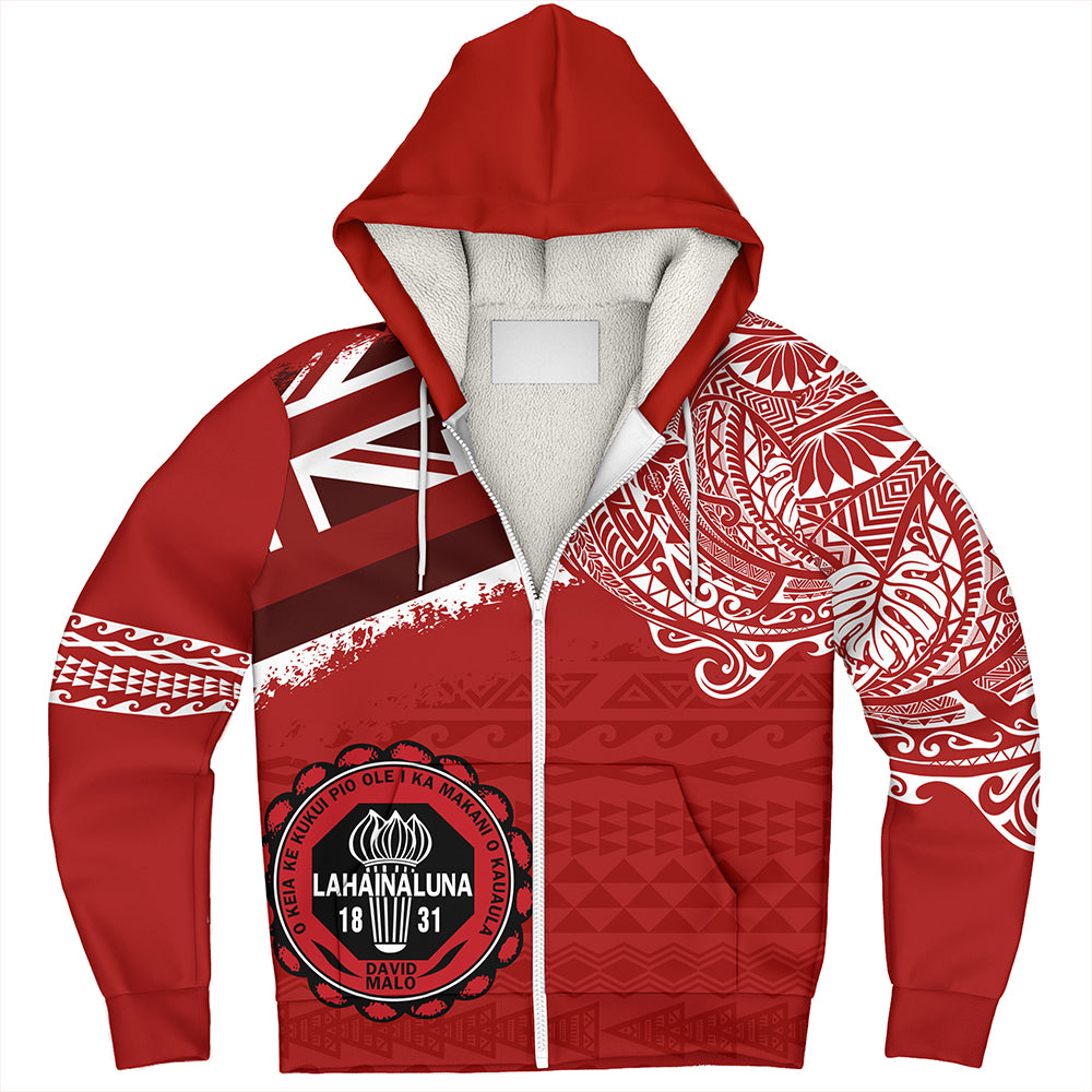Hawaii Sherpa Hoodie Lahainaluna High School With Crest Style