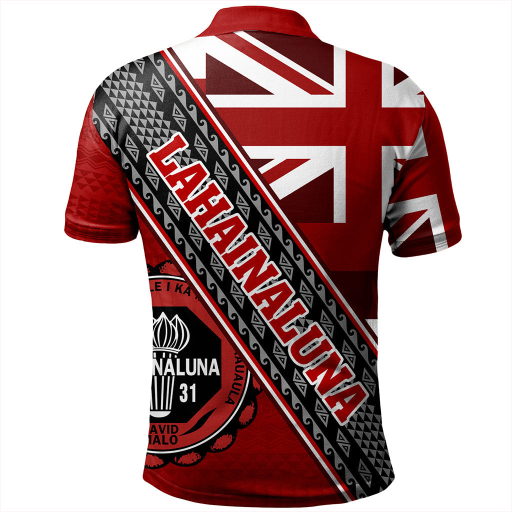 Hawaii Polo Shirt Lahainaluna High School Half Flag Tribal Polynesia
