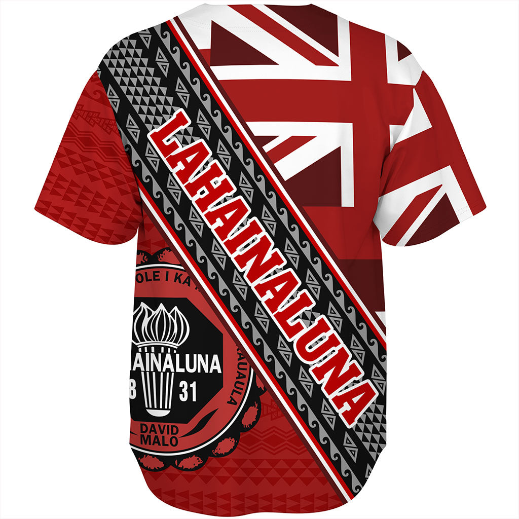 Hawaii Baseball Shirt Lahainaluna High School Half Flag Tribal Polynesia