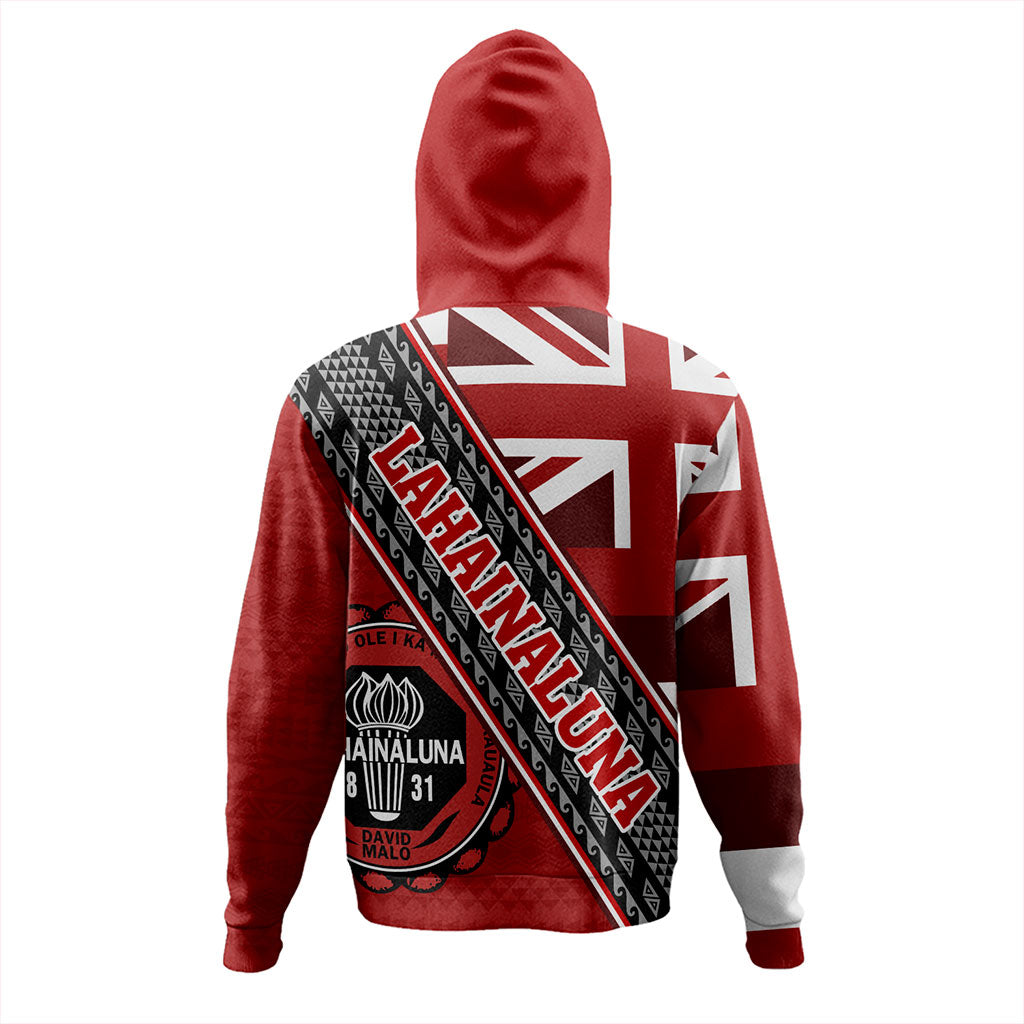 Hawaii Hoodie Lahainaluna High School Half Flag Tribal Polynesia