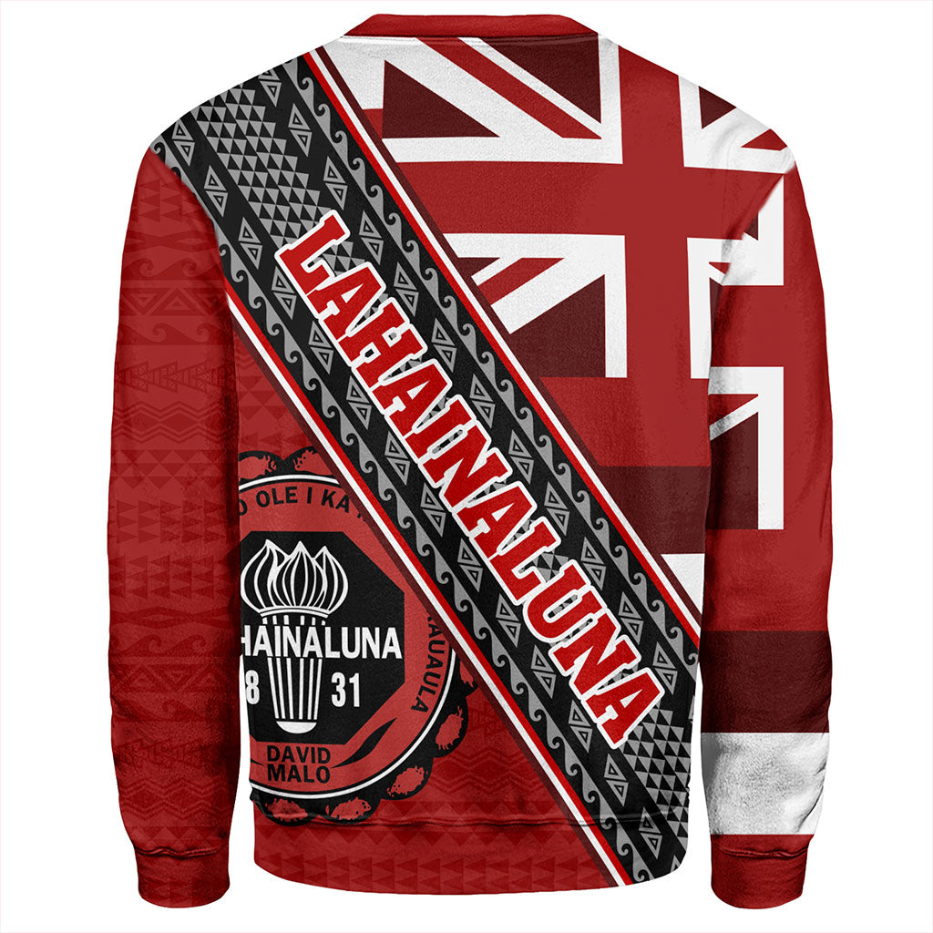 Hawaii Sweatshirt Lahainaluna High School Half Flag Tribal Polynesia