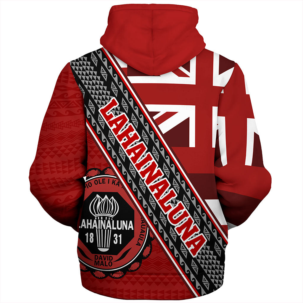 Hawaii Sherpa Hoodie Lahainaluna High School Half Flag Tribal Polynesia