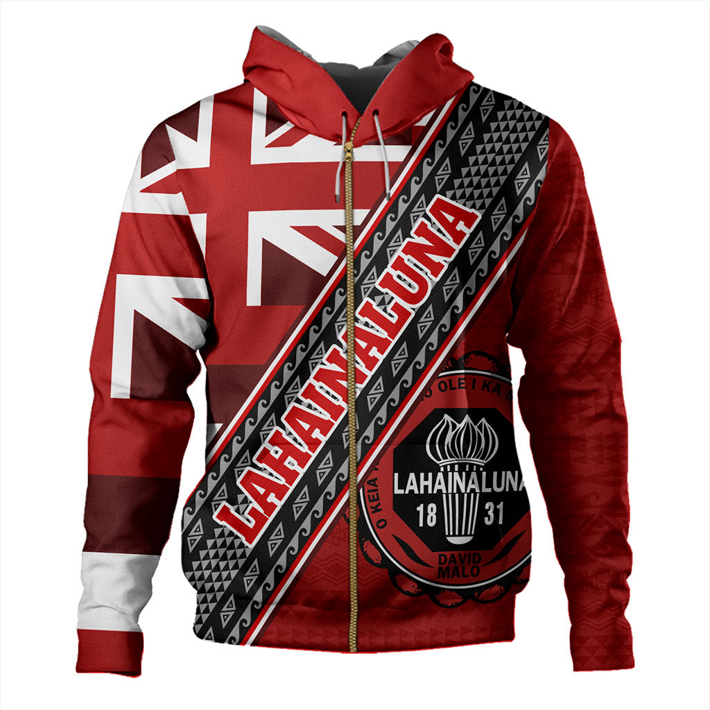 Hawaii Hoodie Lahainaluna High School Half Flag Tribal Polynesia