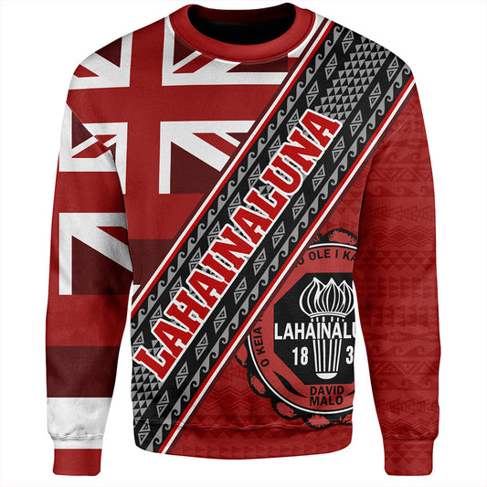 Hawaii Sweatshirt Lahainaluna High School Half Flag Tribal Polynesia
