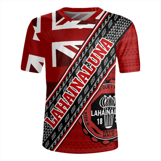 Hawaii Rugby Jersey Lahainaluna High School Half Flag Tribal Polynesia