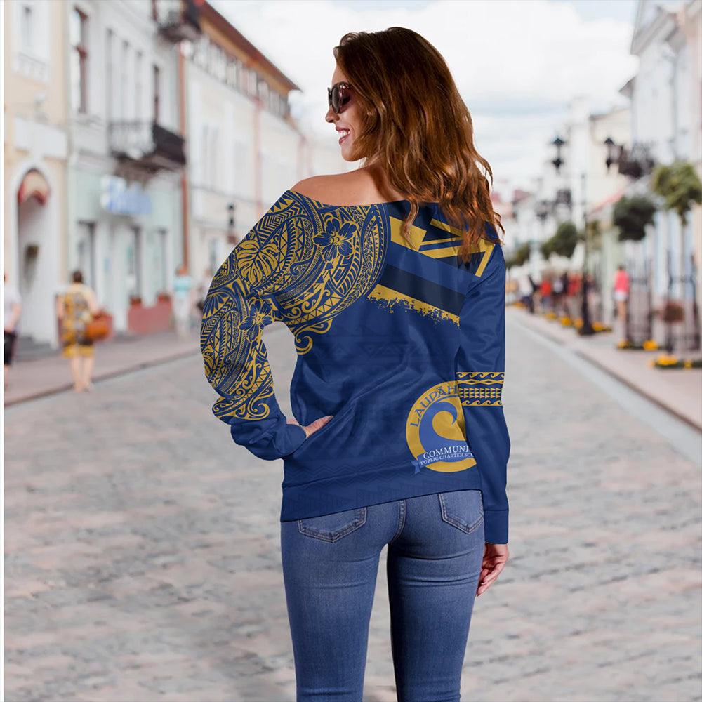 Hawaii Off Shoulder Sweatshirt Laupahoehoe Community Public Charter High School With Crest Style