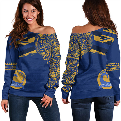 Hawaii Off Shoulder Sweatshirt Laupahoehoe Community Public Charter High School With Crest Style