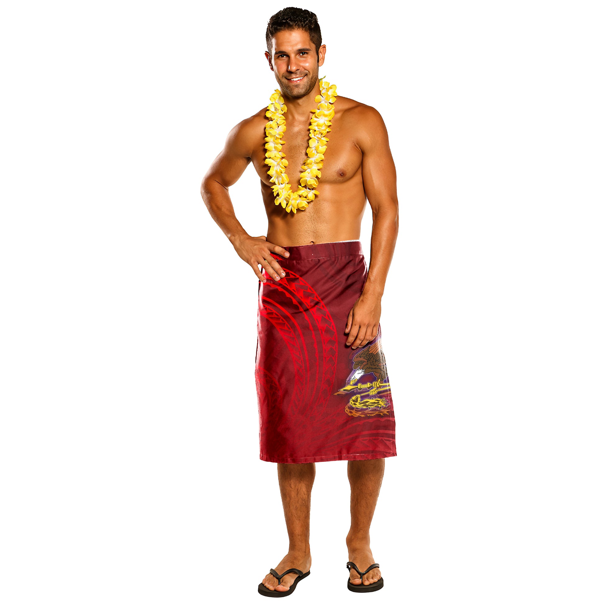 American Samoa Lavalava - Bald Eagles Polynesian Pattern Red