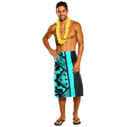 Samoa Lavalava - Samoa Coat Of Arms With Polynesian Tribal Pattern Turquoise