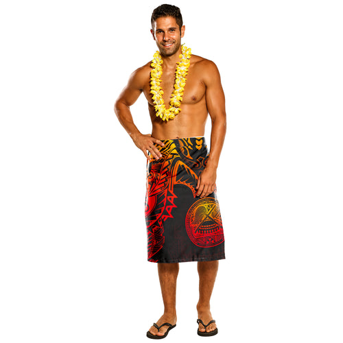 American Samoa Lavalava - Mantaray Polynesian Culture Red