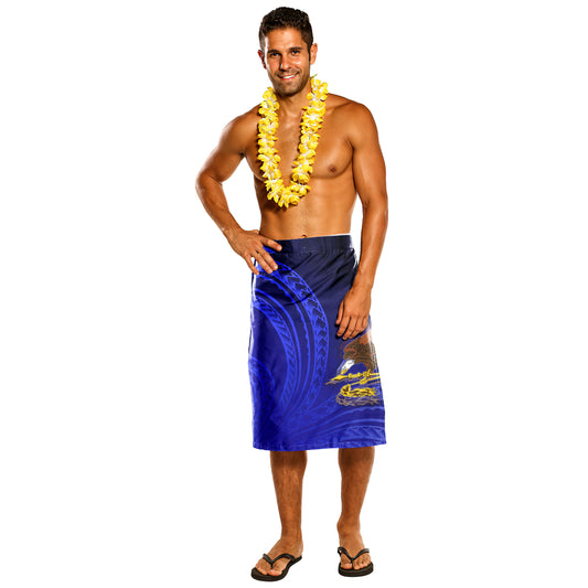 American Samoa Lavalava - Bald Eagles Polynesian Pattern Blue
