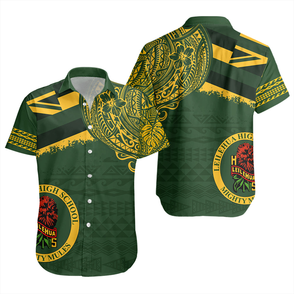 Hawaii Short Sleeve Shirt Leilehua High School With Crest Style
