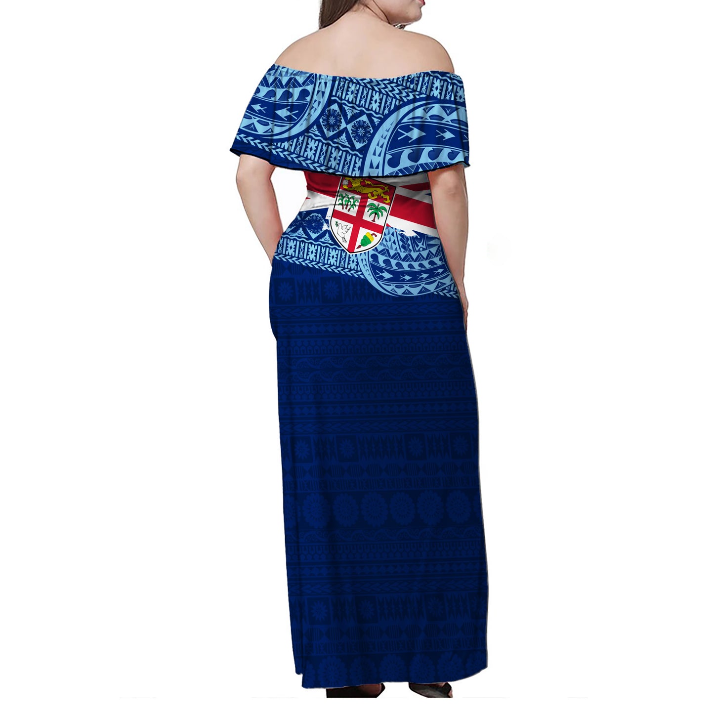 Fiji Woman Off Shoulder Long Dress Fijian Pride Masi Patterns