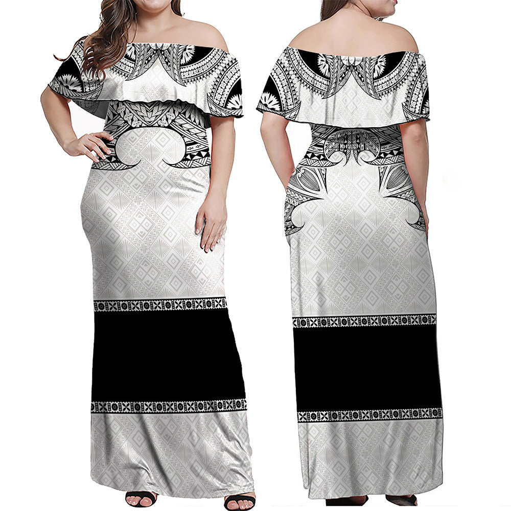 Fiji Combo Off Shoulder Long Dress And Shirt Fijian Masi Pacific Tribal Designs