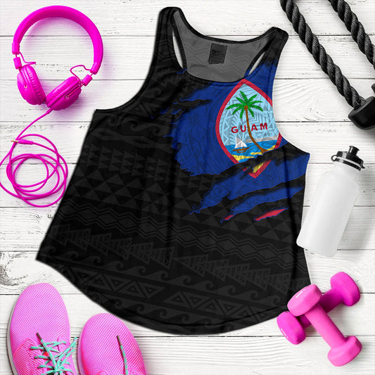 Guam Women Tank Micronesian Tribal Crack Style