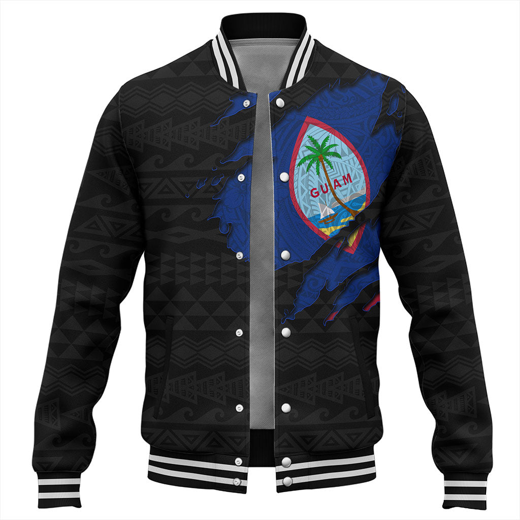 Guam Baseball Jacket Micronesian Tribal Crack Style