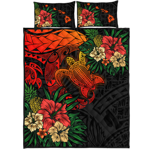 Hawaii Polynesian Turtle Tropical Quilt Bed Set