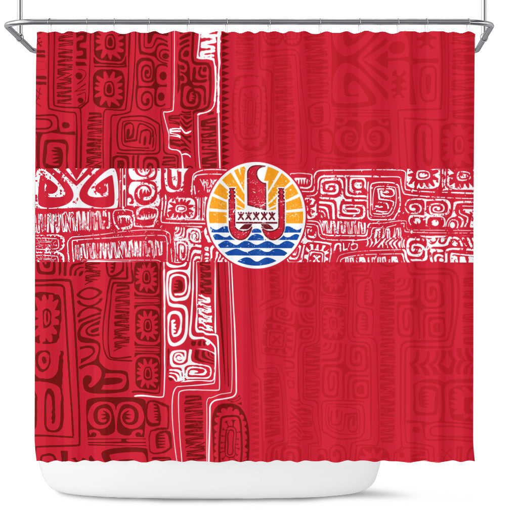 Tahiti Shower Curtain French Polynesia Pattern Vintage Style