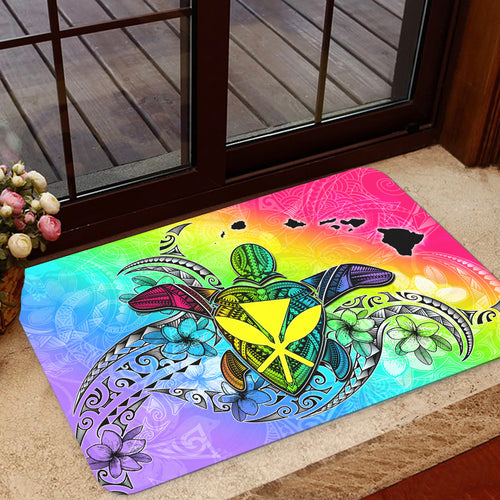 Hawaii Door Mat Hawaii Map And Turtle Tribal Patterns