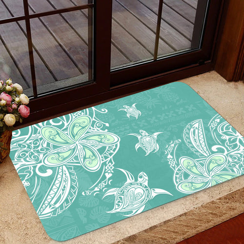 Hawaii Door Mat Polynesian Pattern Plumeria Turtles