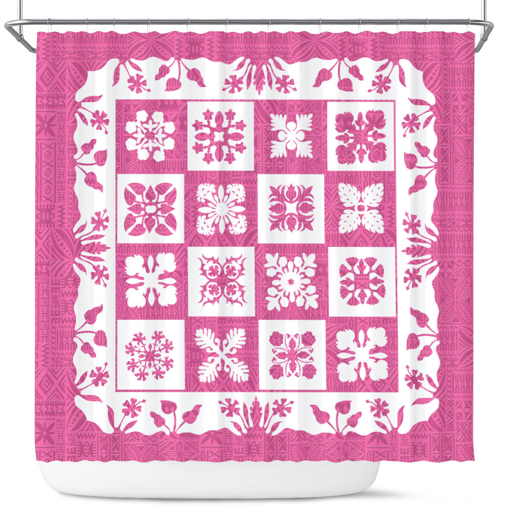 Hawaii Shower Curtain Pink Hawaii Pattern Polynesian Color