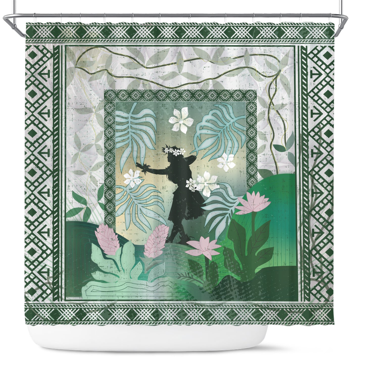 Hawaii Shower Curtain Hawaii Girl Hula Dancers With Tropical Flowers