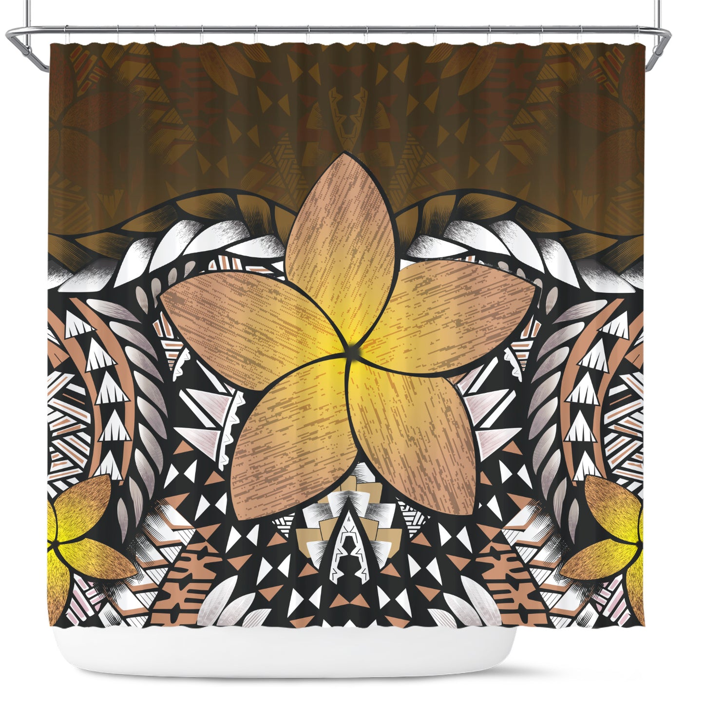 Hawaii Shower Curtain Hawaii Plumeria Polynesian Traditional Patterns Vintage Version