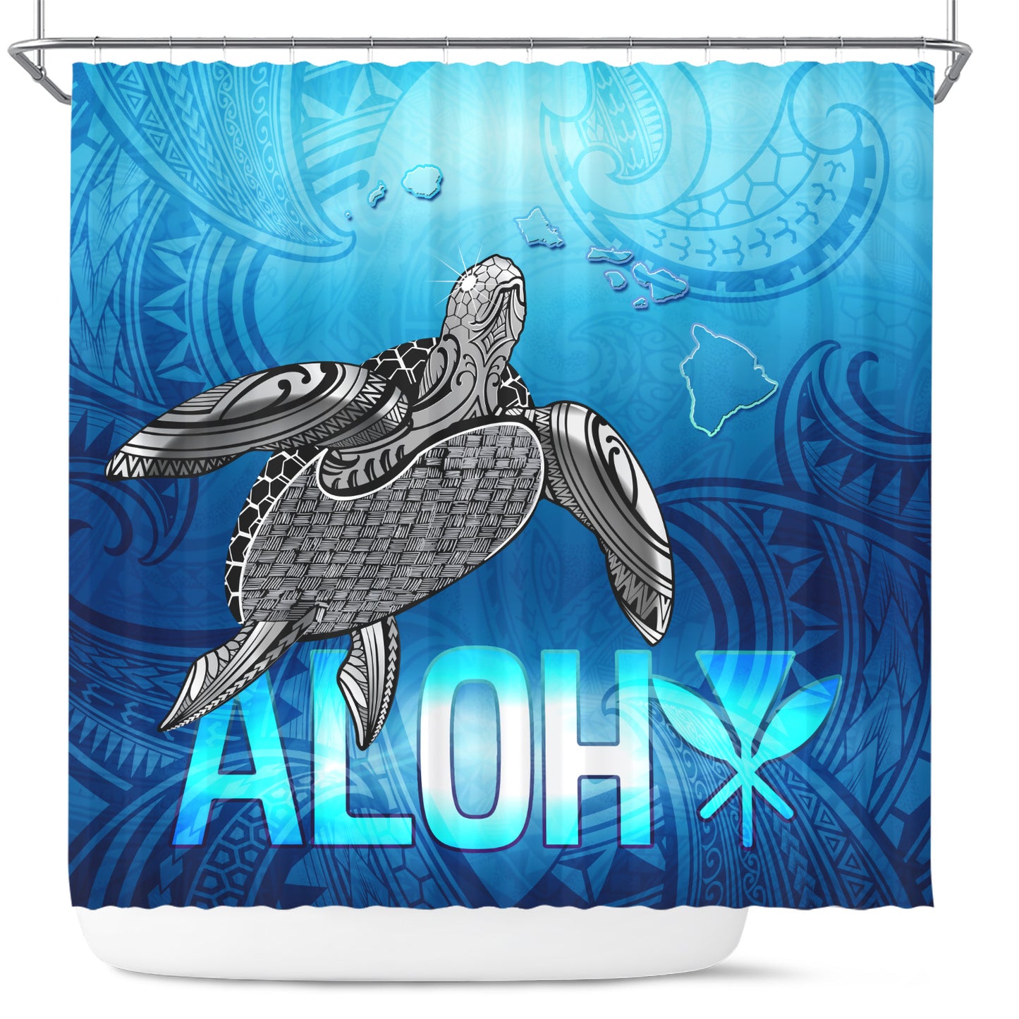 Hawaii Shower Curtain Aloha Turtle Ocean Style