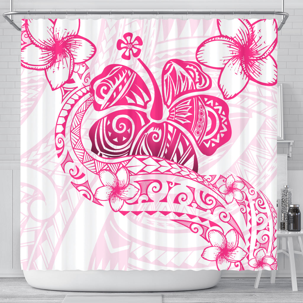 Hawaii Shower Curtain Pink Hibiscus And Plumeria Flowers Polynesian Decor