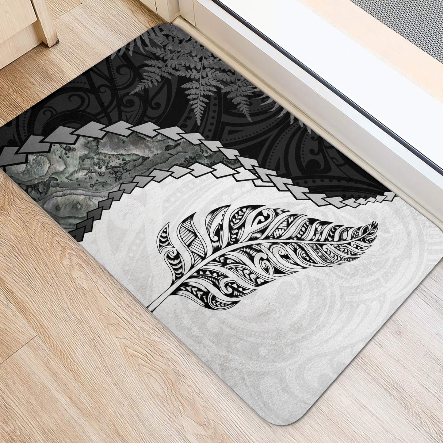 New Zealand Door Mat Silver Fern Maori Pattern