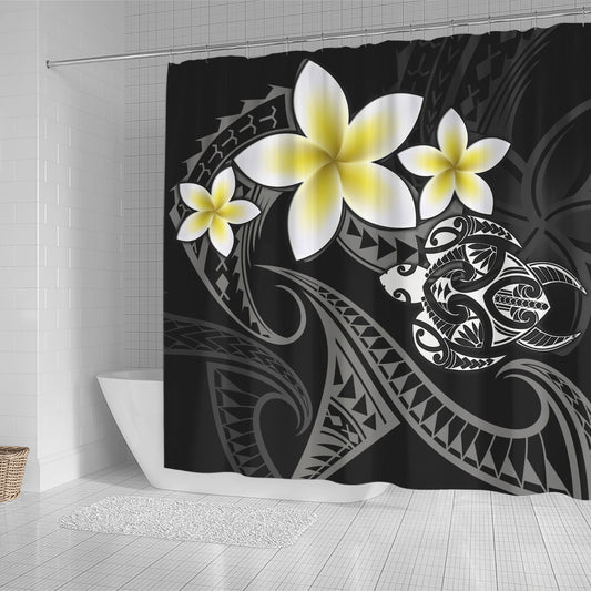 Hawaii Shower Curtain Hawaiian Turtle Honu Plumeria Tribal Tattoo