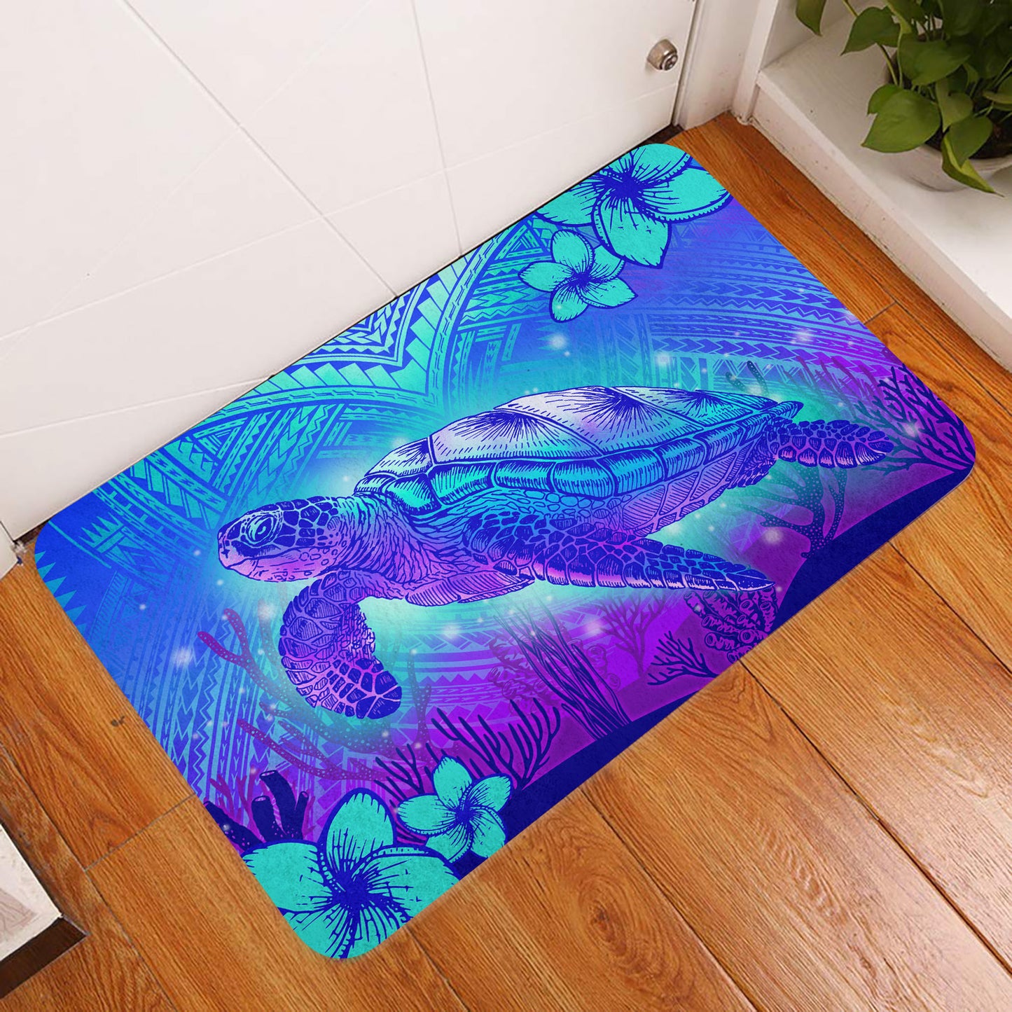Hawaii Door Mat Turtle Underwater Sea Polynesian Style
