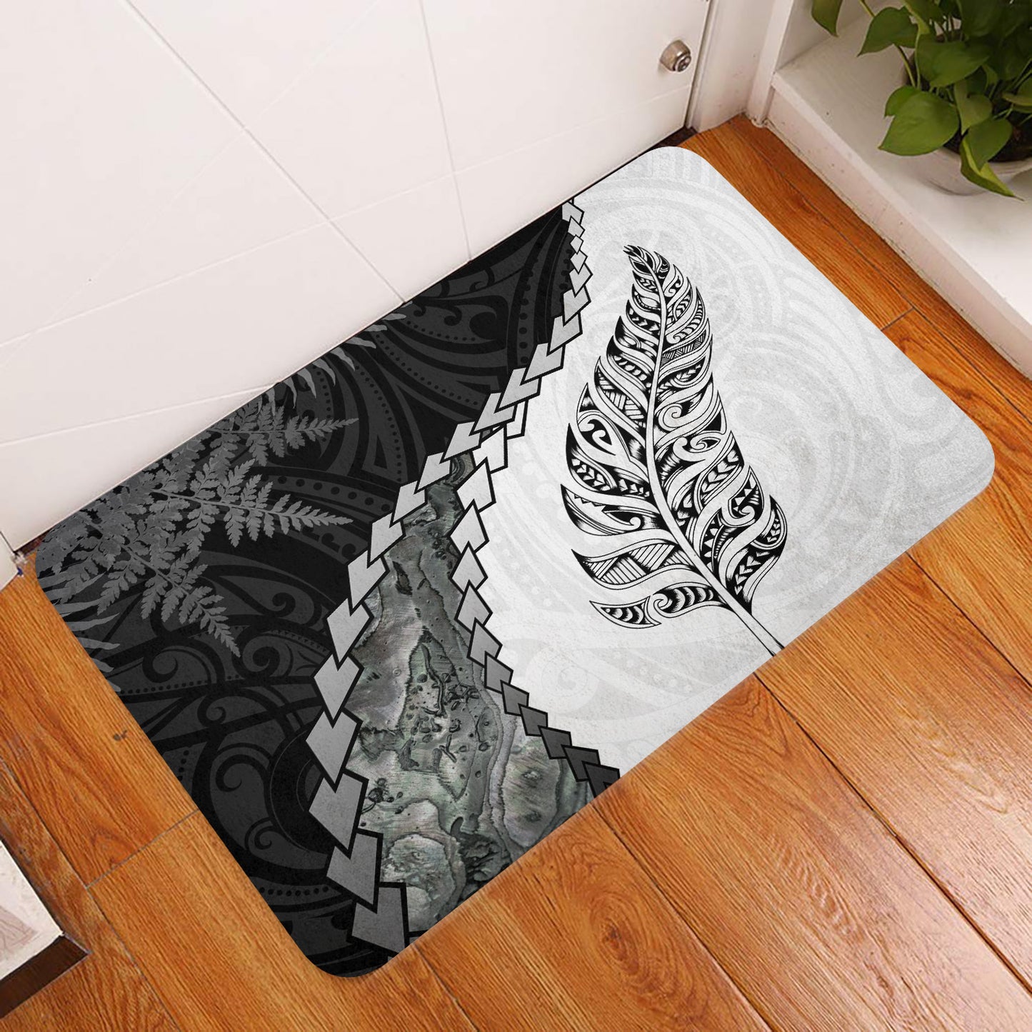 New Zealand Door Mat Silver Fern Maori Pattern