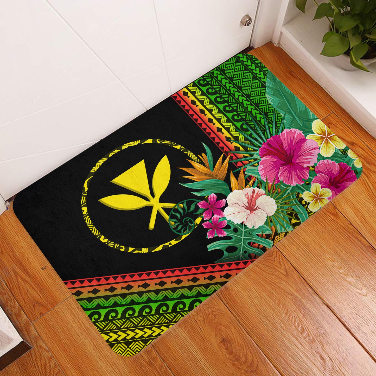 Hawaii Door Mat Kanaka Maoli Polynesian Pattern